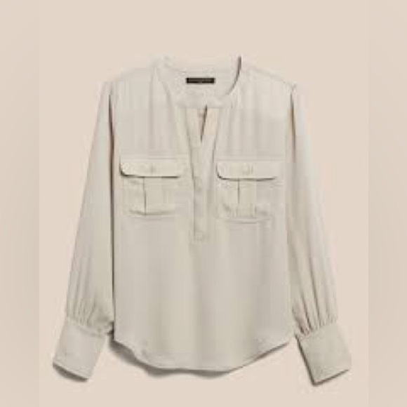 Banana Republic Utility Pocket Blouse in Off White‎ Sz XS PT - Picture 2 of 7